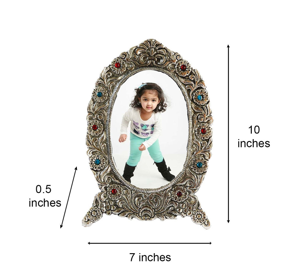 Antique Finish White Metal Decorative Single Photo Frame Kafalo