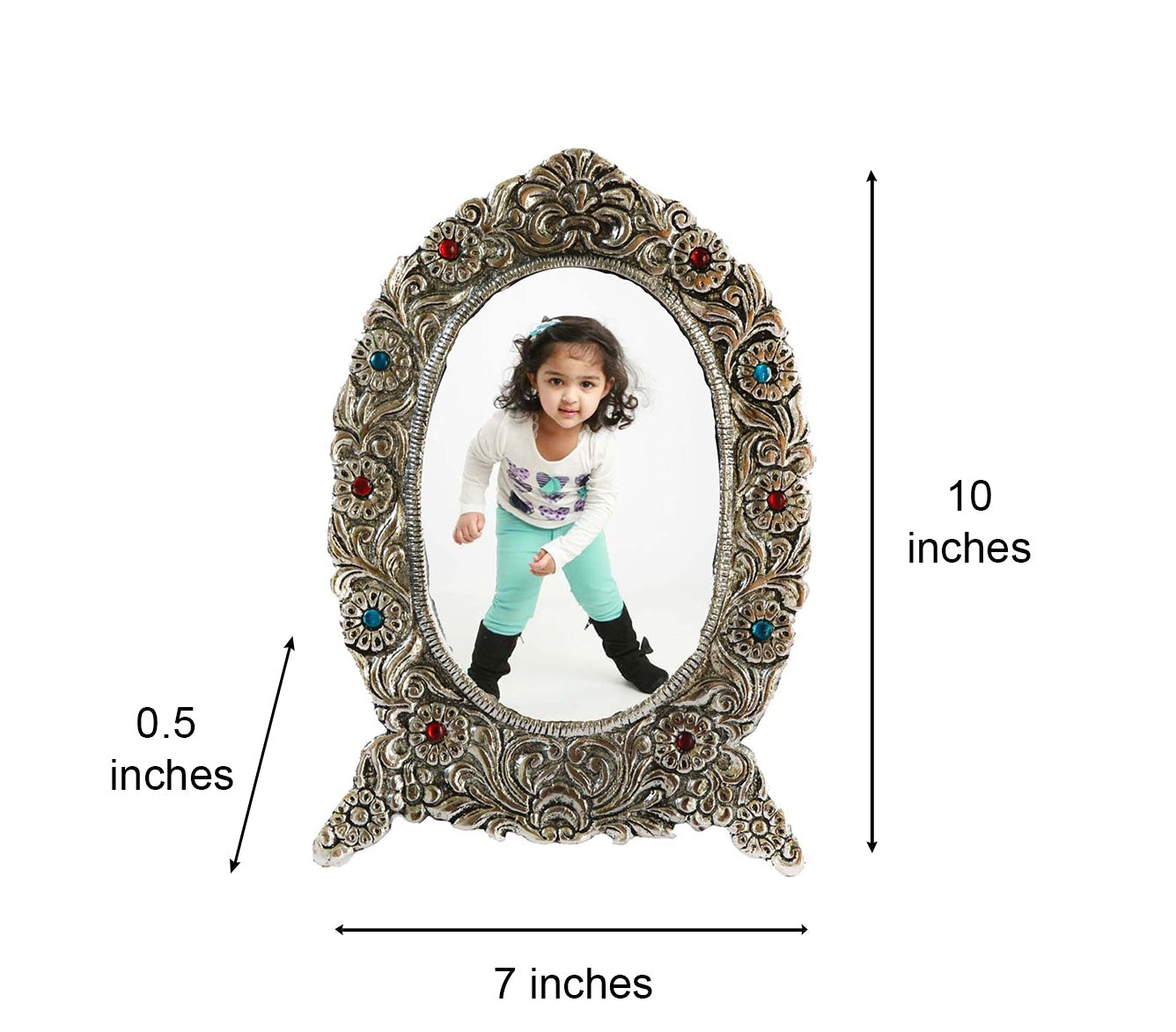 Antique Finish White Metal Decorative Single Photo Frame Kafalo