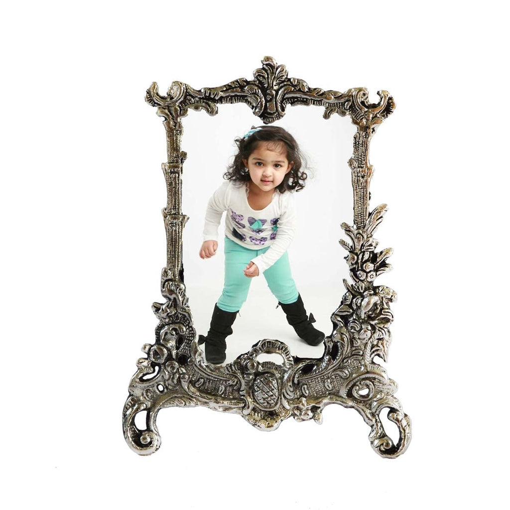 Silver White Metal Rectangular Single Photo Frame Kafalo