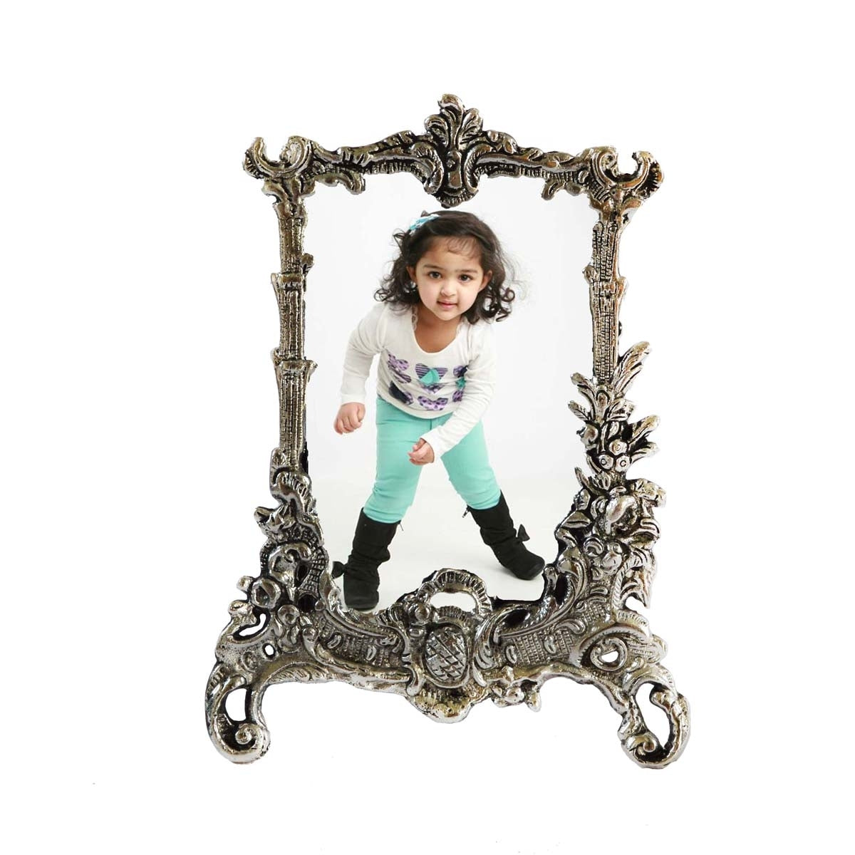 Silver White Metal Rectangular Single Photo Frame Kafalo