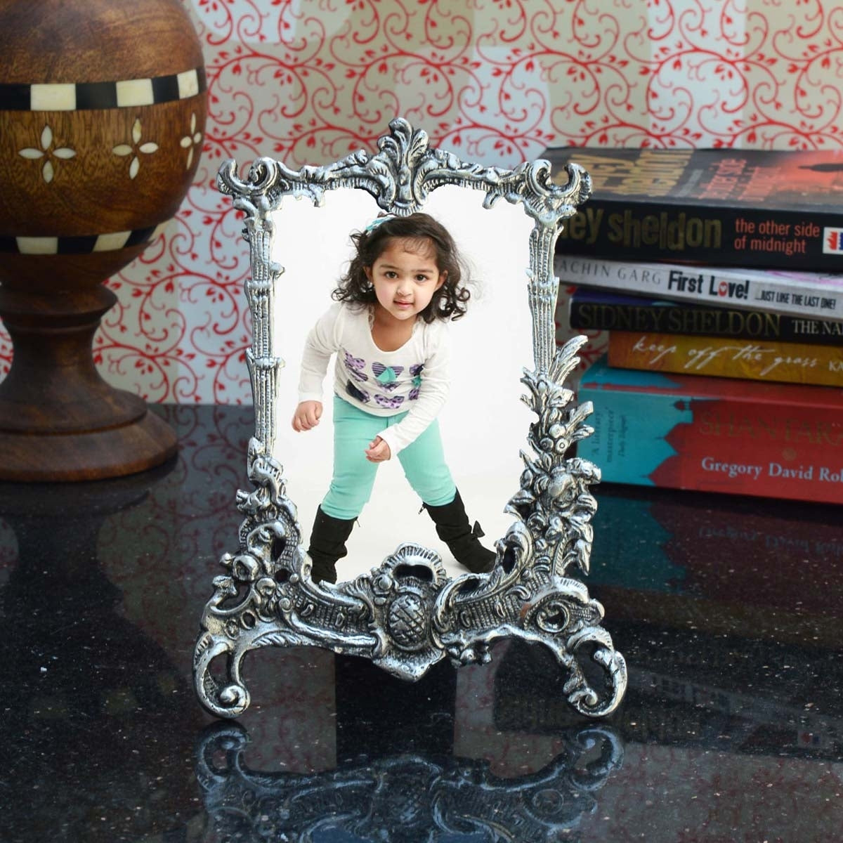 Silver White Metal Rectangular Single Photo Frame Kafalo