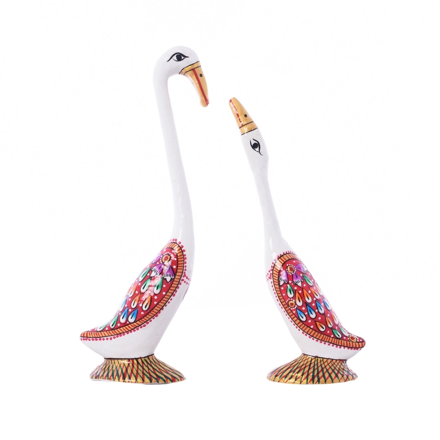 Meenakari Metal White Loving swan couple showpiece Kafalo
