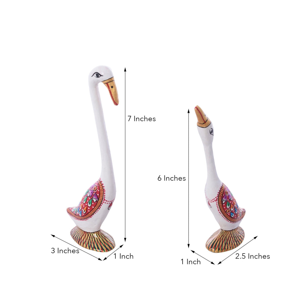 Meenakari Metal White Loving swan couple showpiece Kafalo