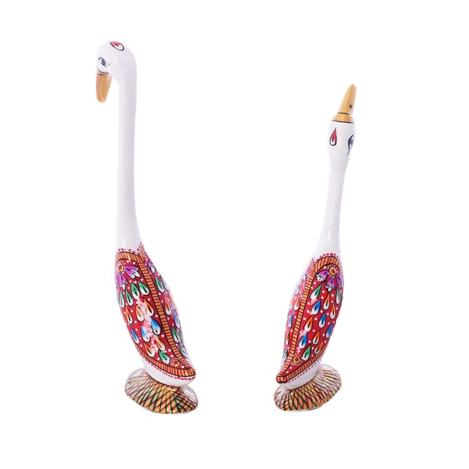 Meenakari Metal White Loving swan couple showpiece Kafalo