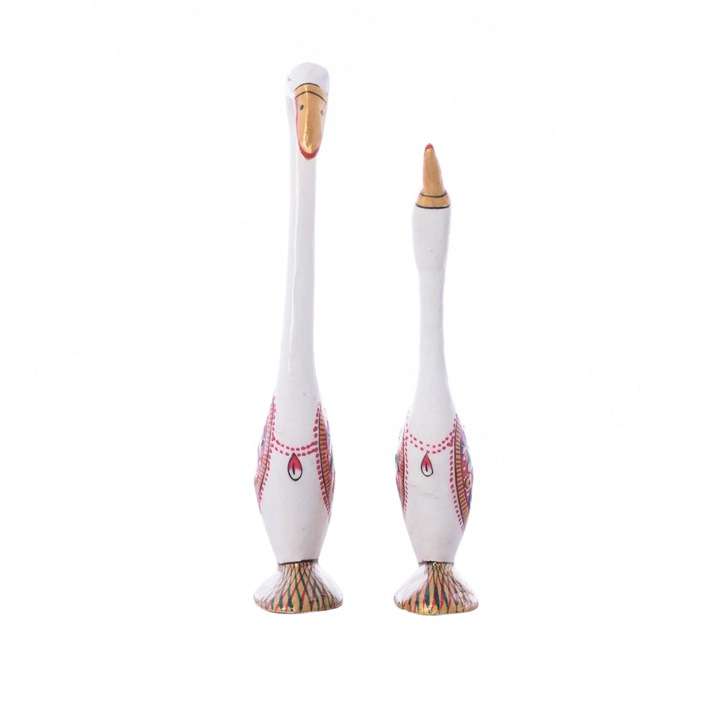 Meenakari Metal White Loving swan couple showpiece Kafalo