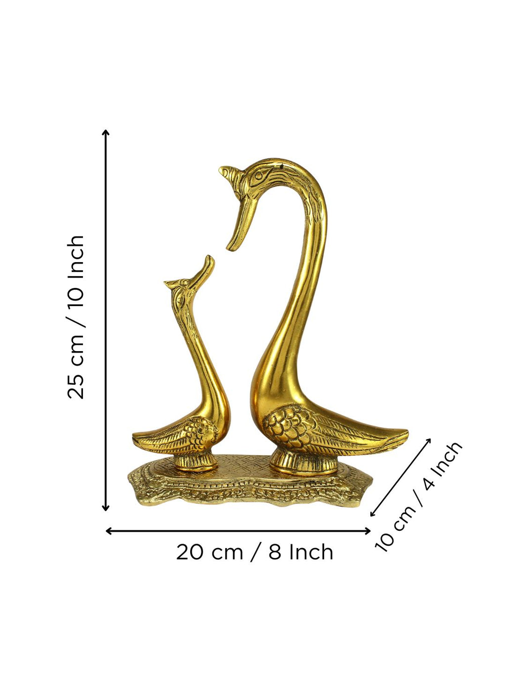 Golden Metal Loving swan couple showpiece Kafalo