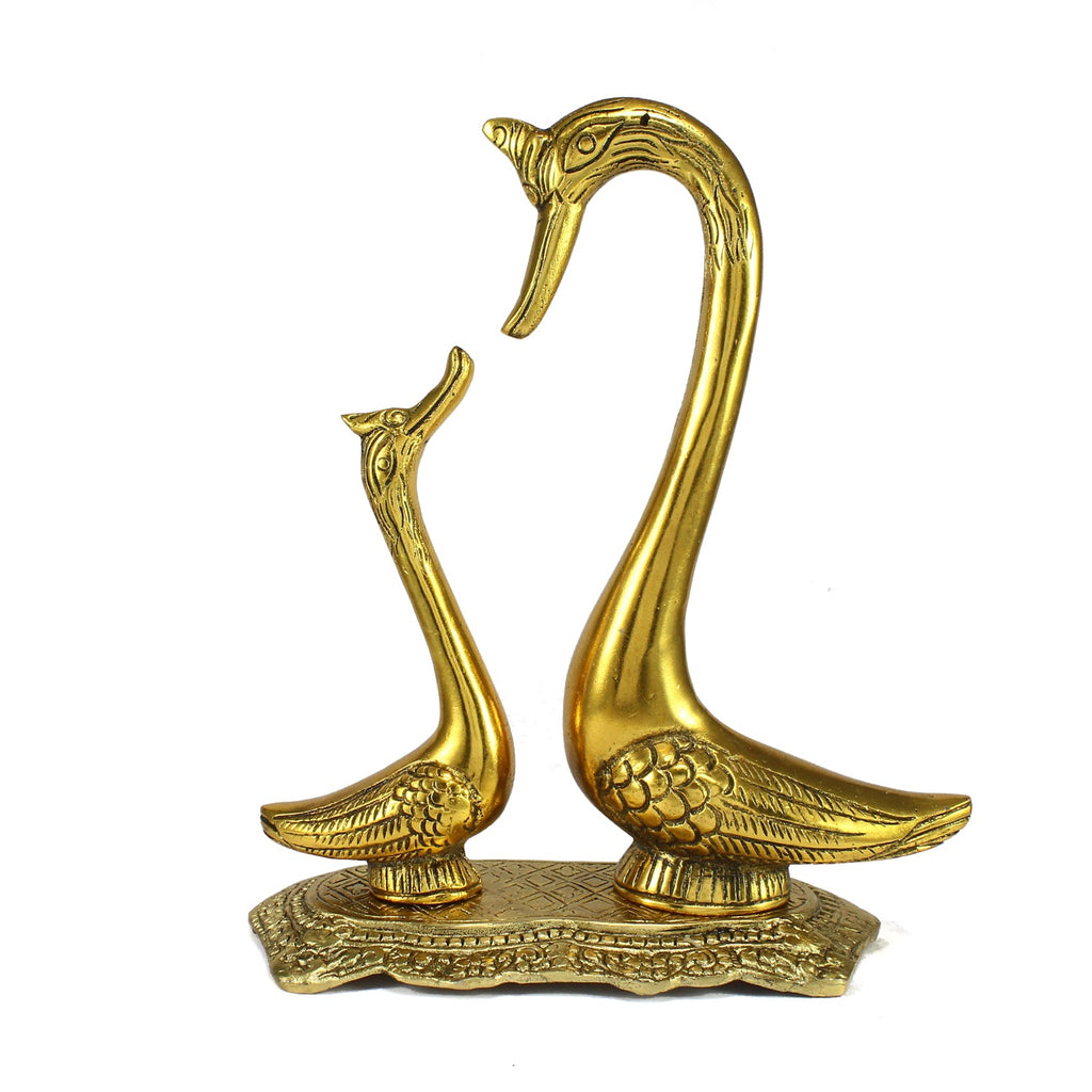 Golden Metal Loving swan couple showpiece Kafalo