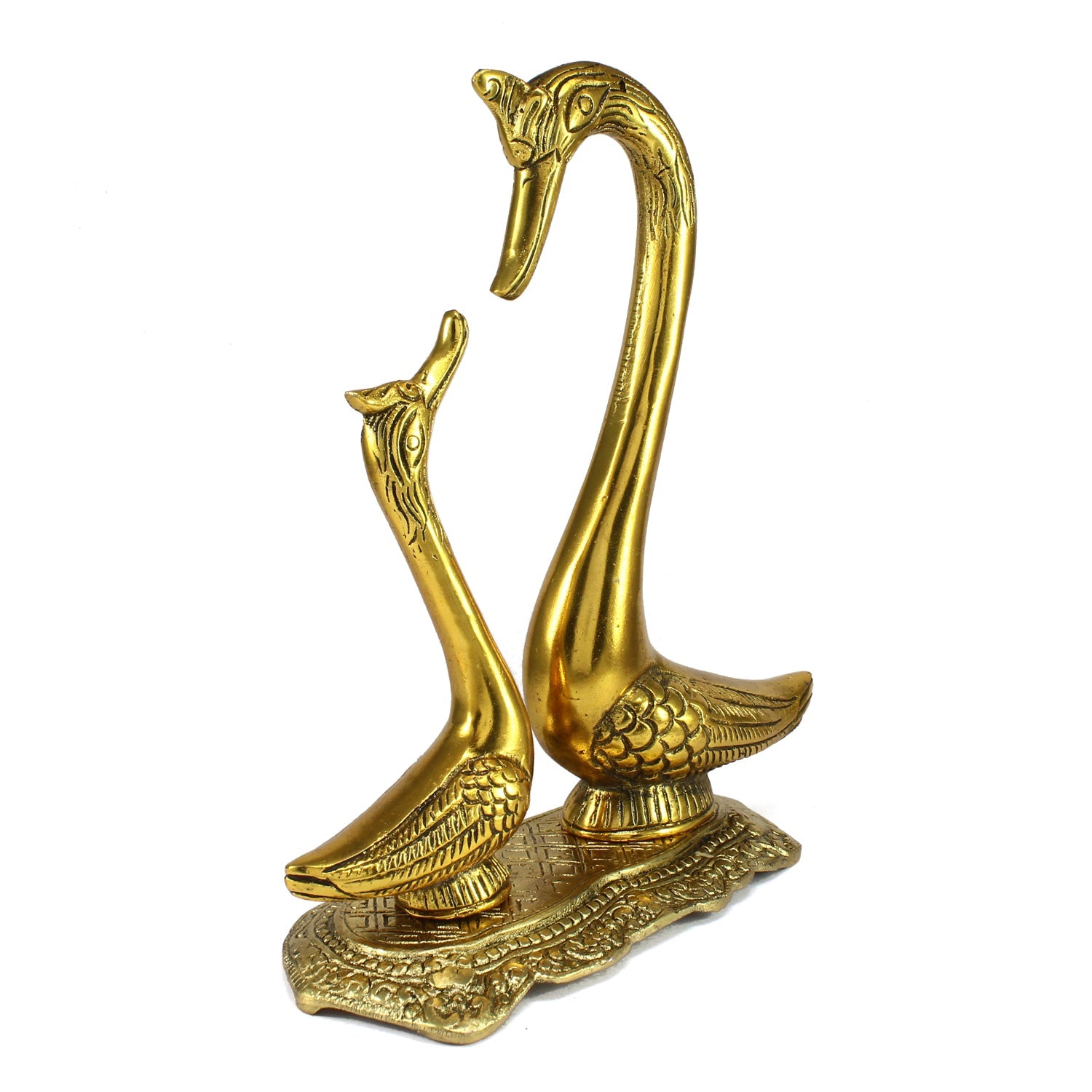 Golden Metal Loving swan couple showpiece Kafalo