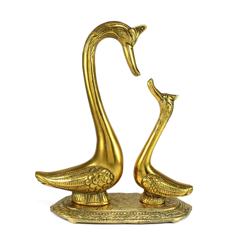Golden Metal Loving swan couple showpiece Kafalo