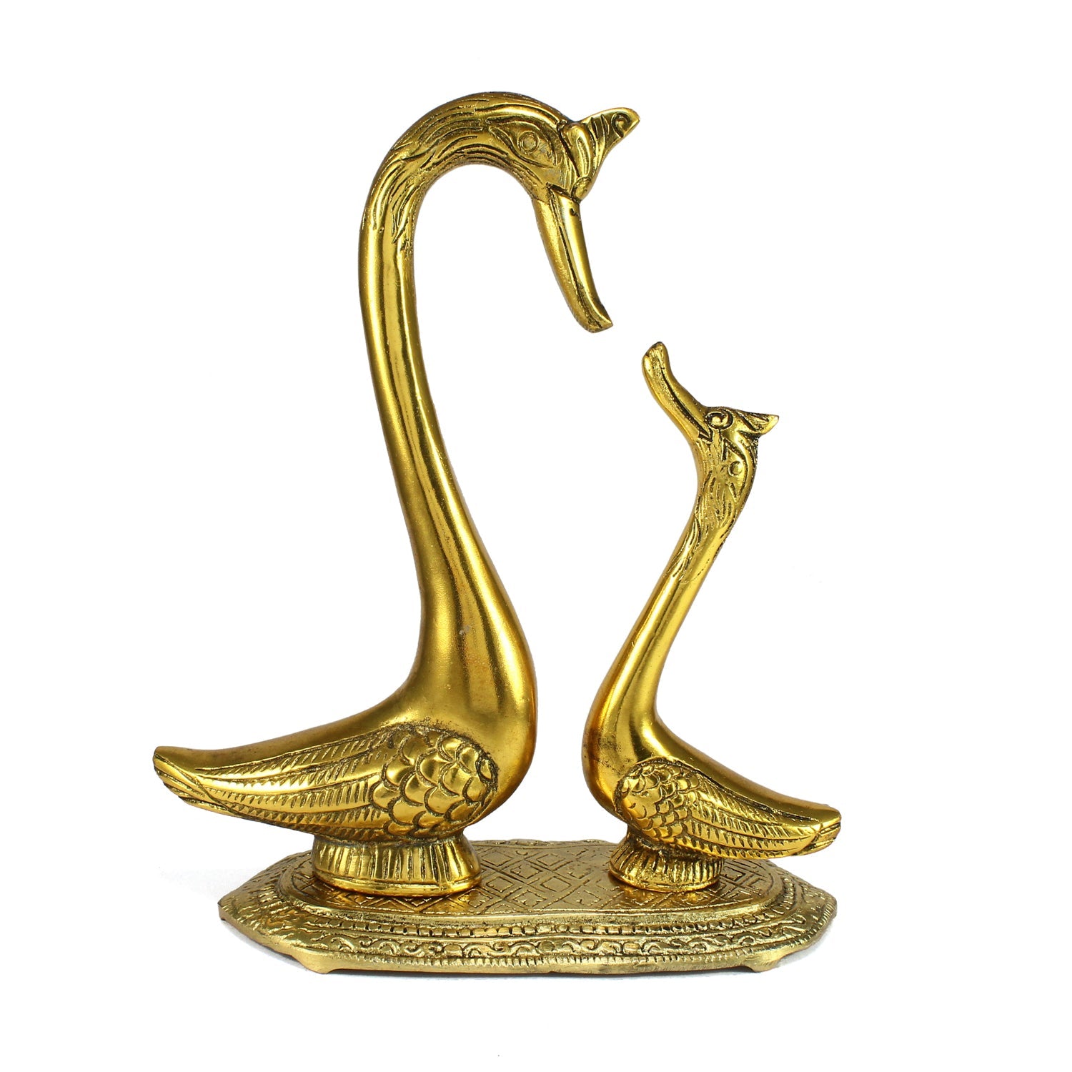 Golden Metal Loving swan couple showpiece Kafalo
