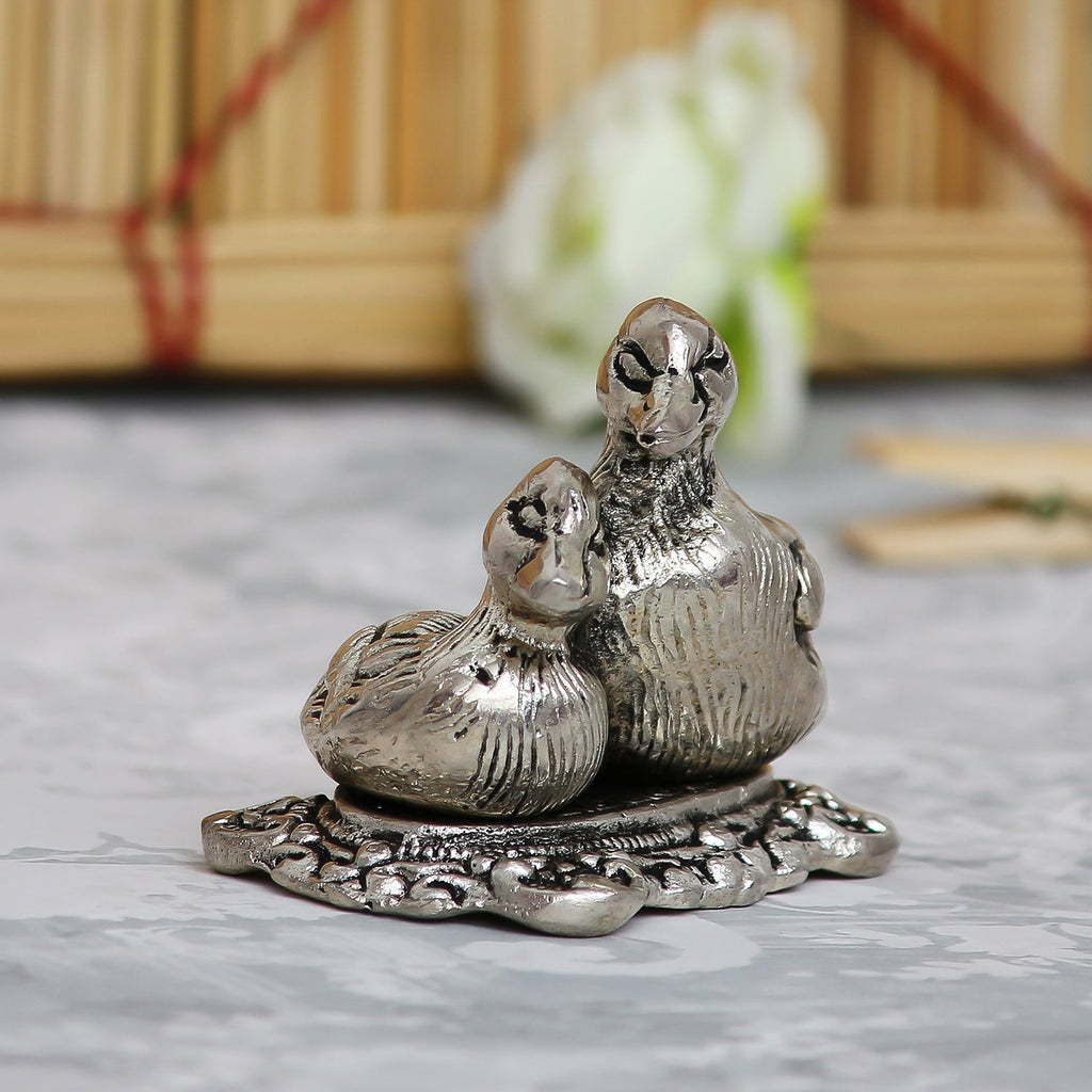 Set Of 2 Loving Metal Swan Showpiece Birds Figurines Kafalo