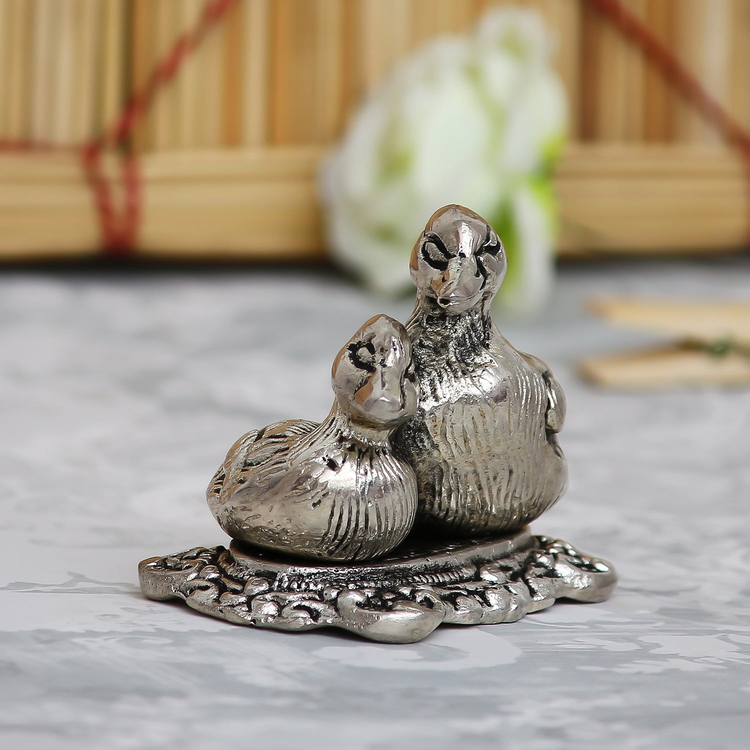 Set Of 2 Loving Metal Swan Showpiece Birds Figurines Kafalo