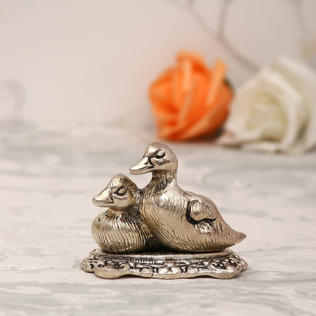 Set Of 2 Loving Metal Swan Showpiece Birds Figurines Kafalo