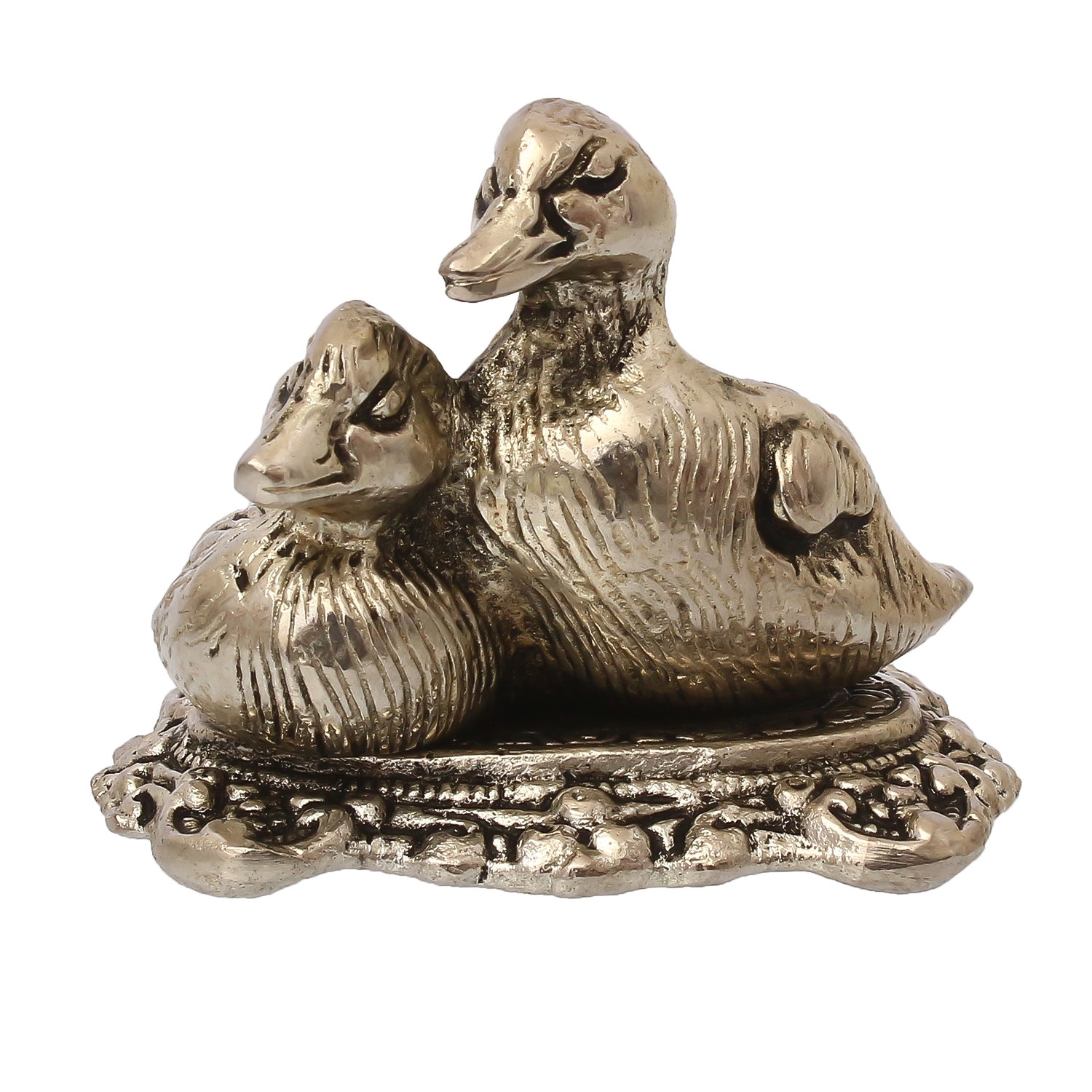 Set Of 2 Loving Metal Swan Showpiece Birds Figurines Kafalo