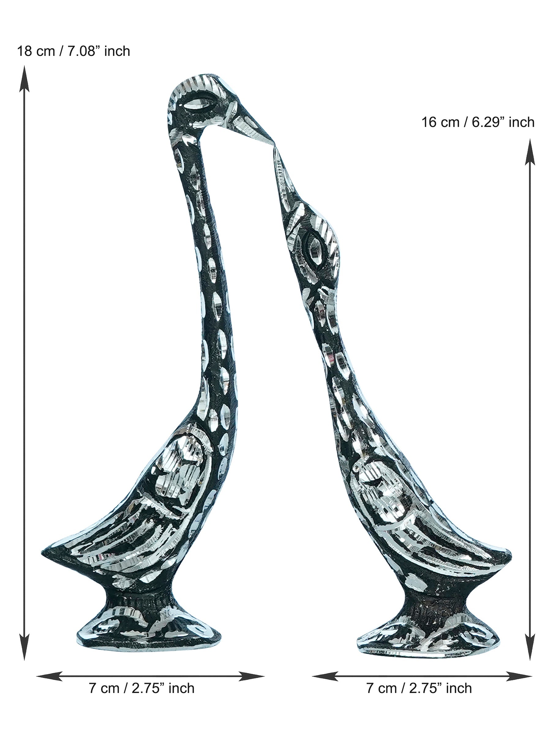 7 Inch Black Kissing Swan Couple Handcrafted Decorative Figurine Kafalo