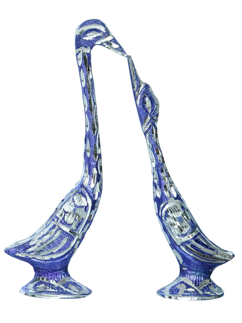 7 Inch Blue Kissing Swan Couple Handcrafted Decorative Figurine Kafalo