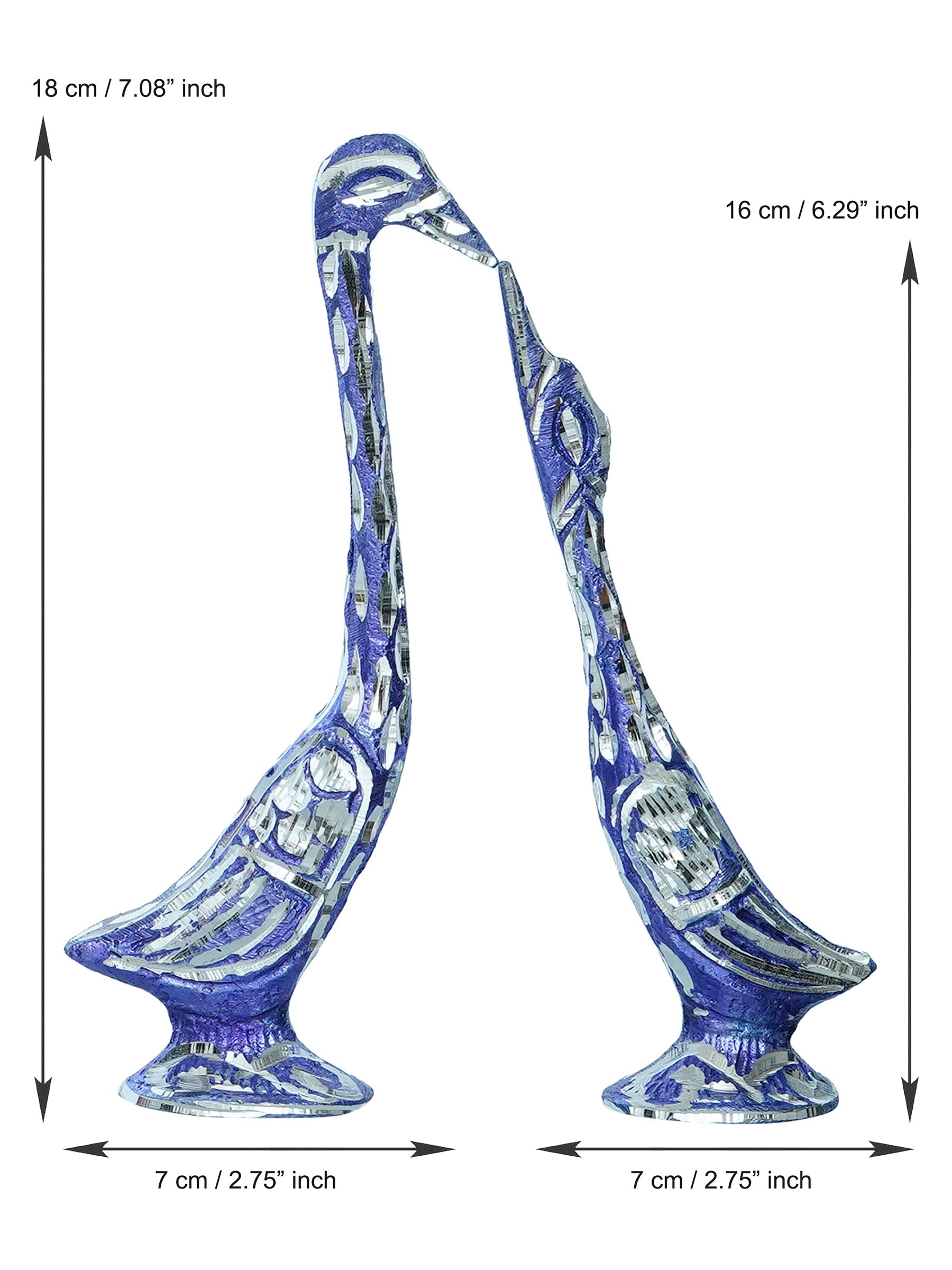 7 Inch Blue Kissing Swan Couple Handcrafted Decorative Figurine Kafalo