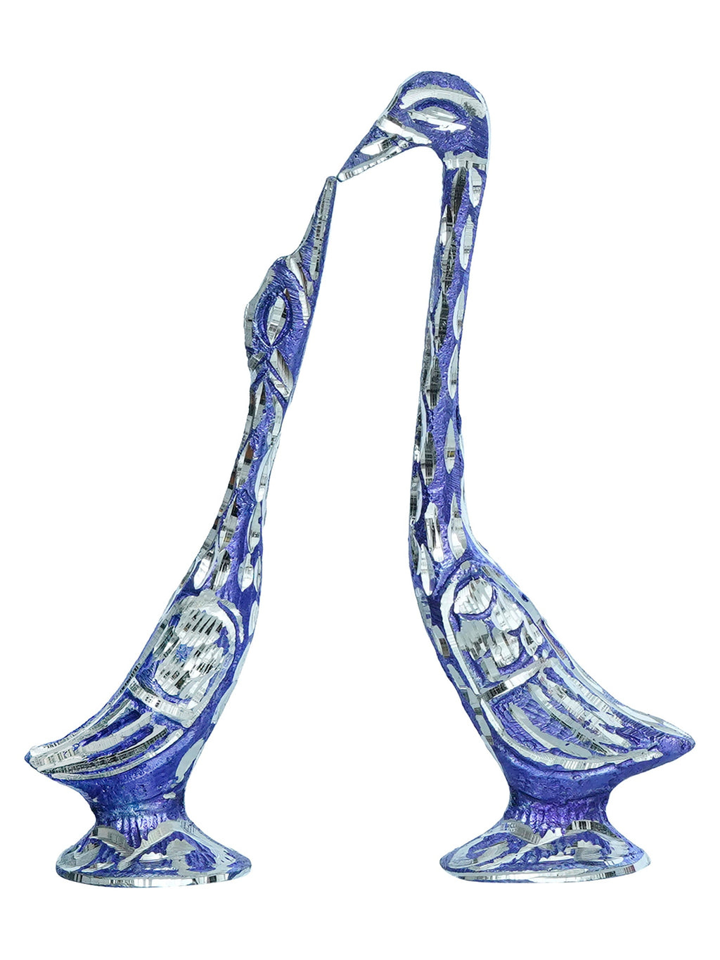 7 Inch Blue Kissing Swan Couple Handcrafted Decorative Figurine Kafalo