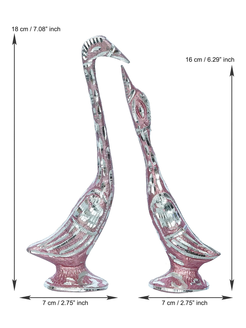 7 Inch Pink Kissing Swan Couple Handcrafted Decorative Figurine Kafalo