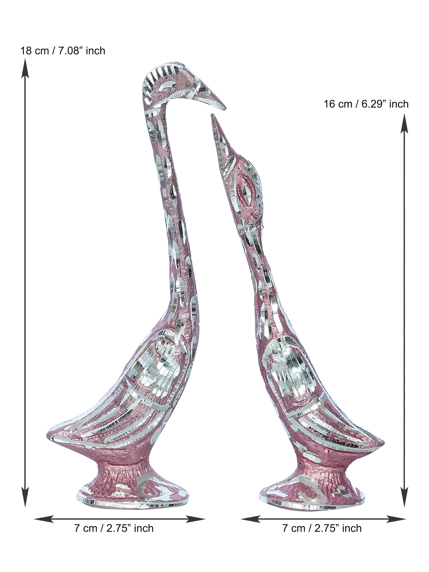 7 Inch Pink Kissing Swan Couple Handcrafted Decorative Figurine Kafalo