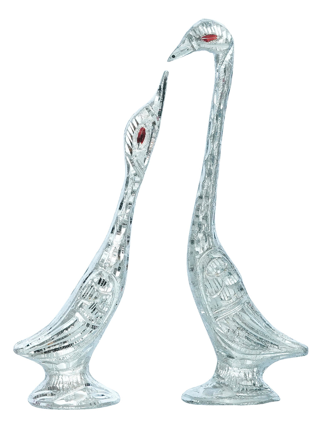 7 Inch Silver Kissing Swan Couple Handcrafted Decorative Figurine Kafalo