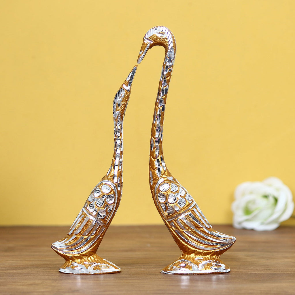 Golden Aluminium Loving Swan couple Love Birds showpiece Kafalo