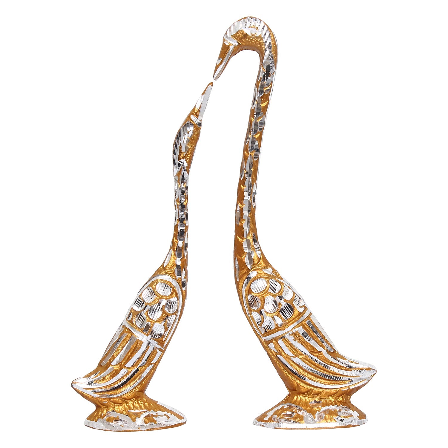 Golden Aluminium Loving Swan couple Love Birds showpiece Kafalo