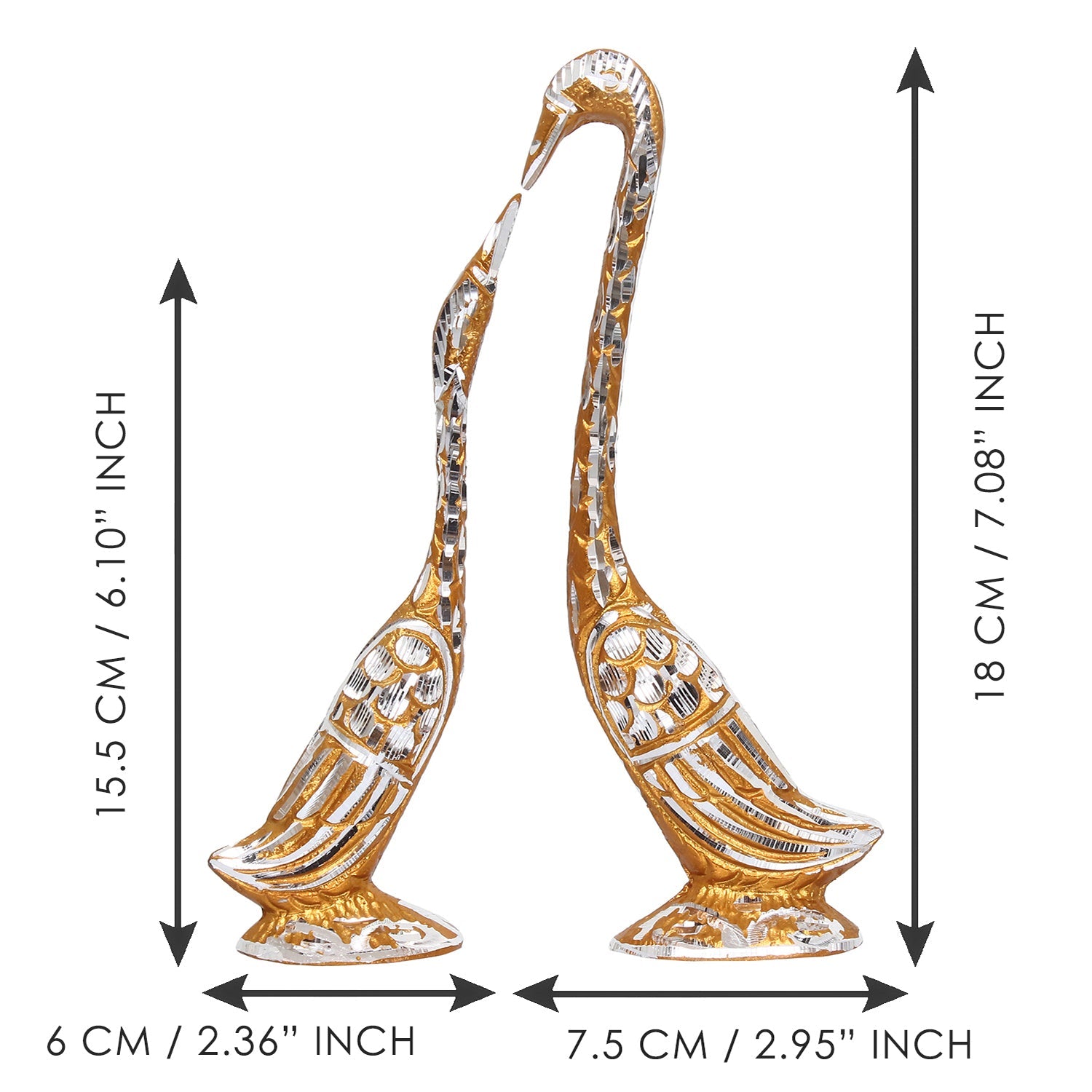 Golden Aluminium Loving Swan couple Love Birds showpiece Kafalo