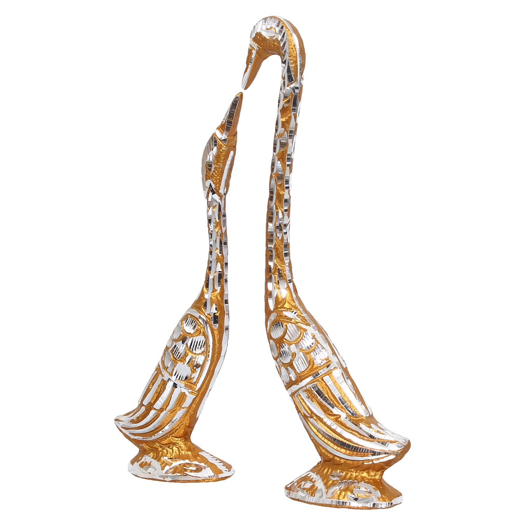 Golden Aluminium Loving Swan couple Love Birds showpiece Kafalo