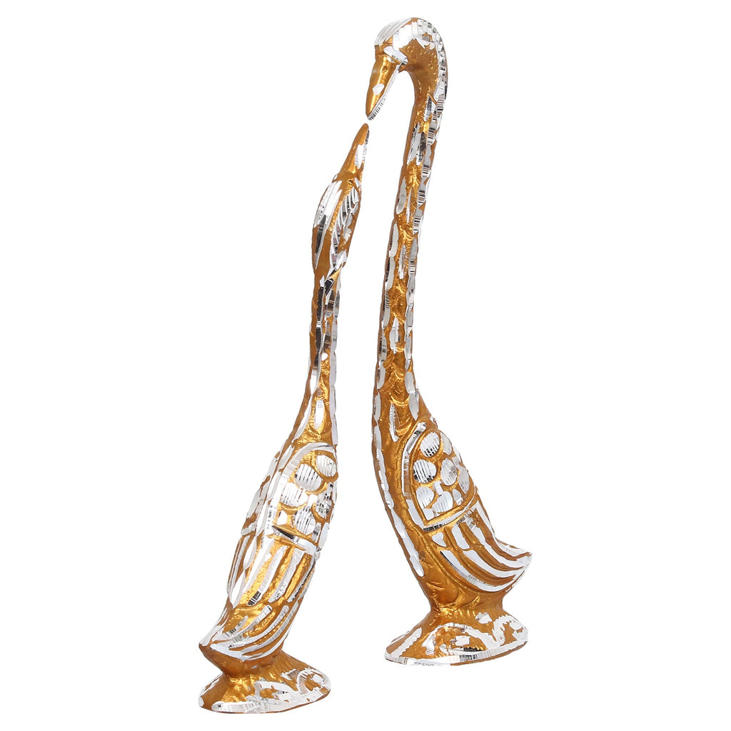 Golden Aluminium Loving Swan couple Love Birds showpiece Kafalo