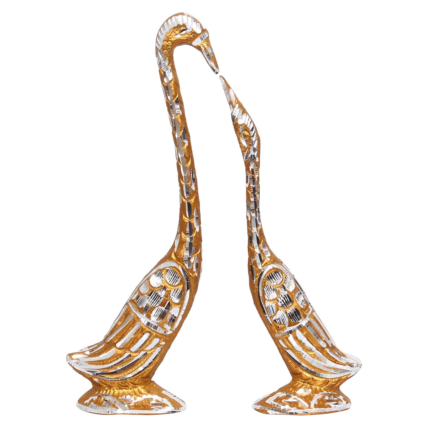 Golden Aluminium Loving Swan couple Love Birds showpiece Kafalo