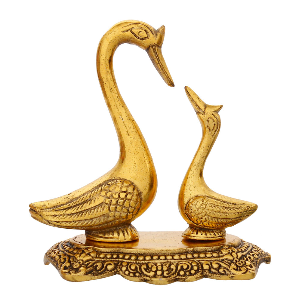 Golden Metal Loving Swan Couple Decorative statue Kafalo