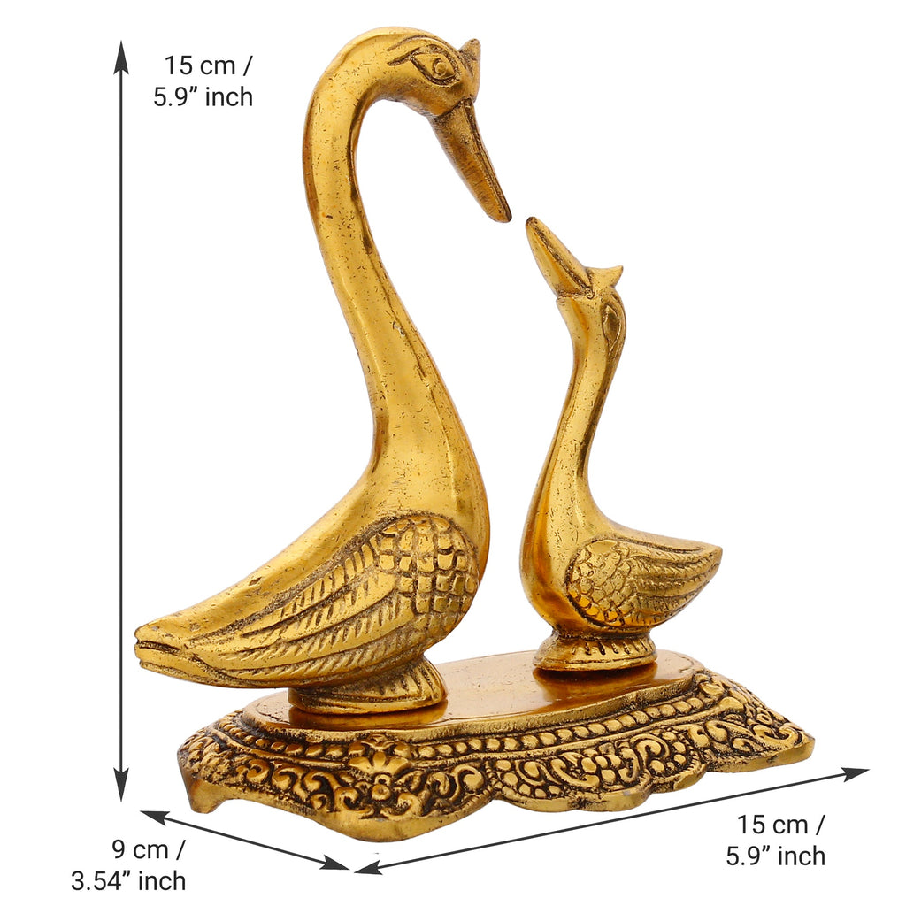 Golden Metal Loving Swan Couple Decorative statue Kafalo