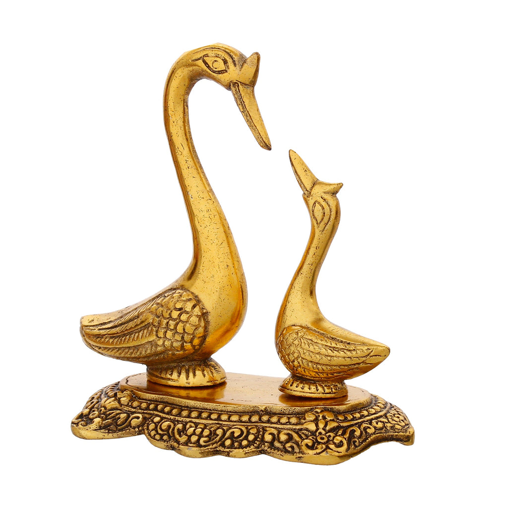 Golden Metal Loving Swan Couple Decorative statue Kafalo