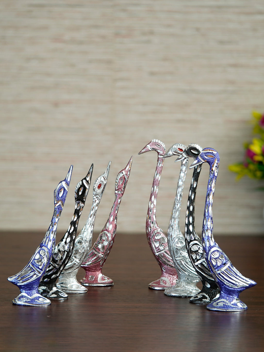 Set of Four 7 Inch Kissing Swan Couple Handcrafted Decorative Figurine Kafalo