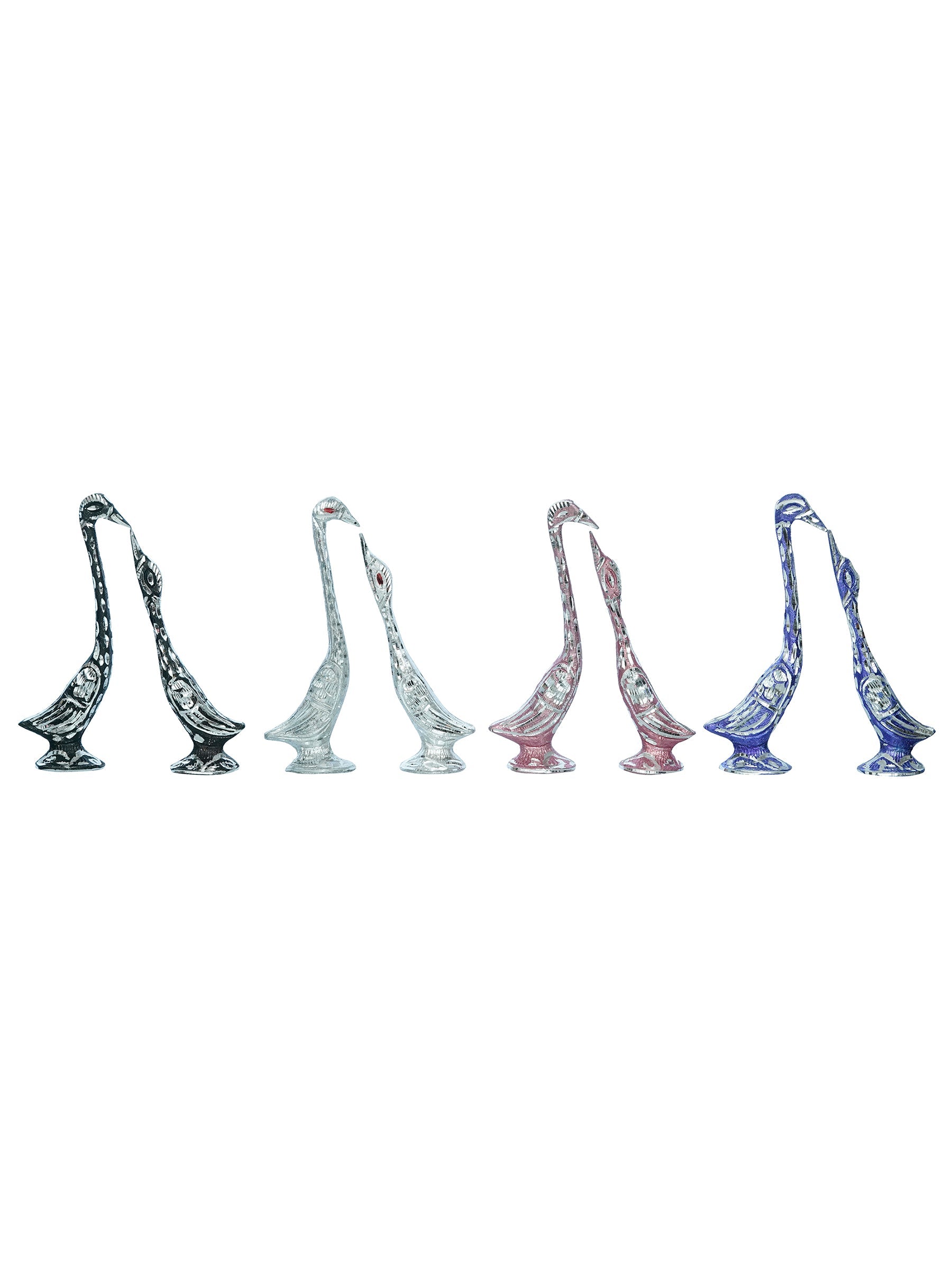 Set of Four 7 Inch Kissing Swan Couple Handcrafted Decorative Figurine Kafalo
