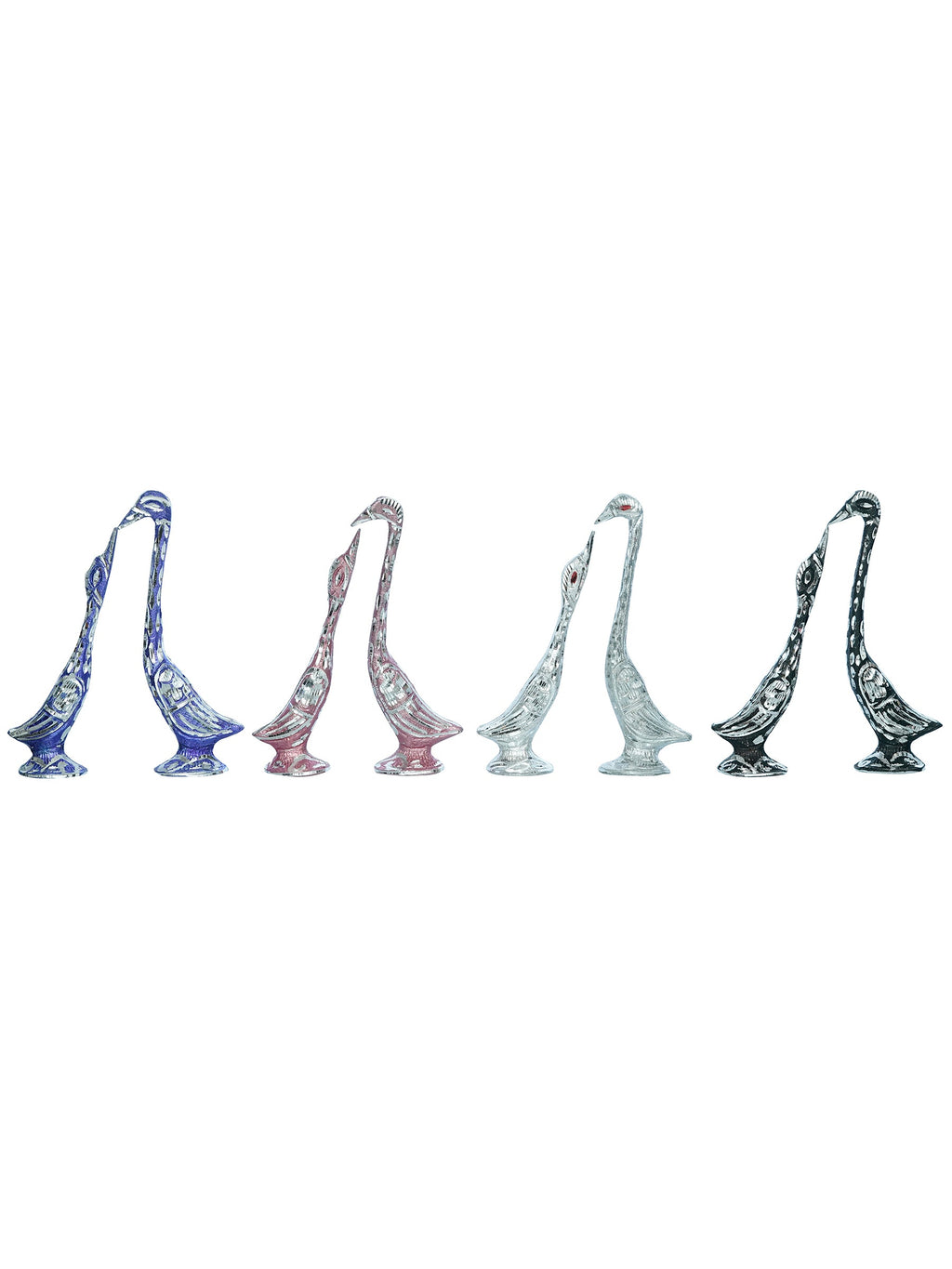 Set of Four 7 Inch Kissing Swan Couple Handcrafted Decorative Figurine Kafalo