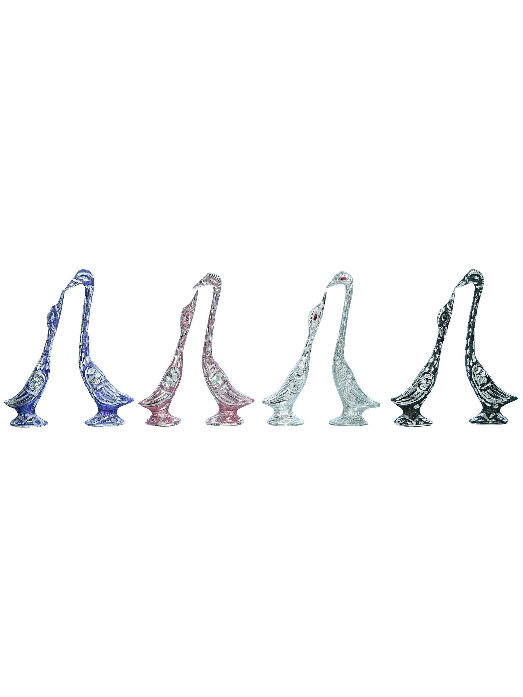 Set of Four 7 Inch Kissing Swan Couple Handcrafted Decorative Figurine Kafalo