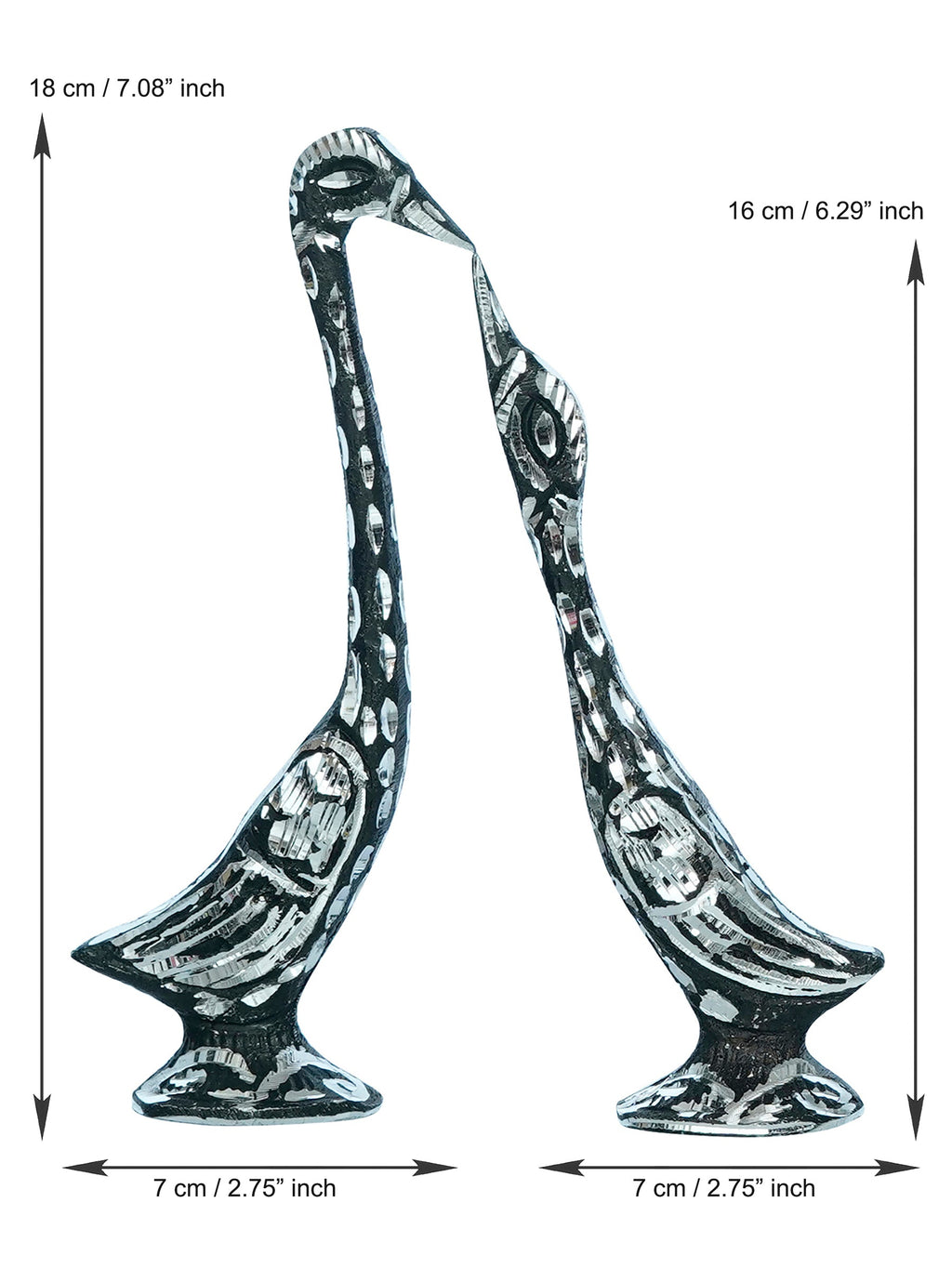 Set of Four 7 Inch Kissing Swan Couple Handcrafted Decorative Figurine Kafalo