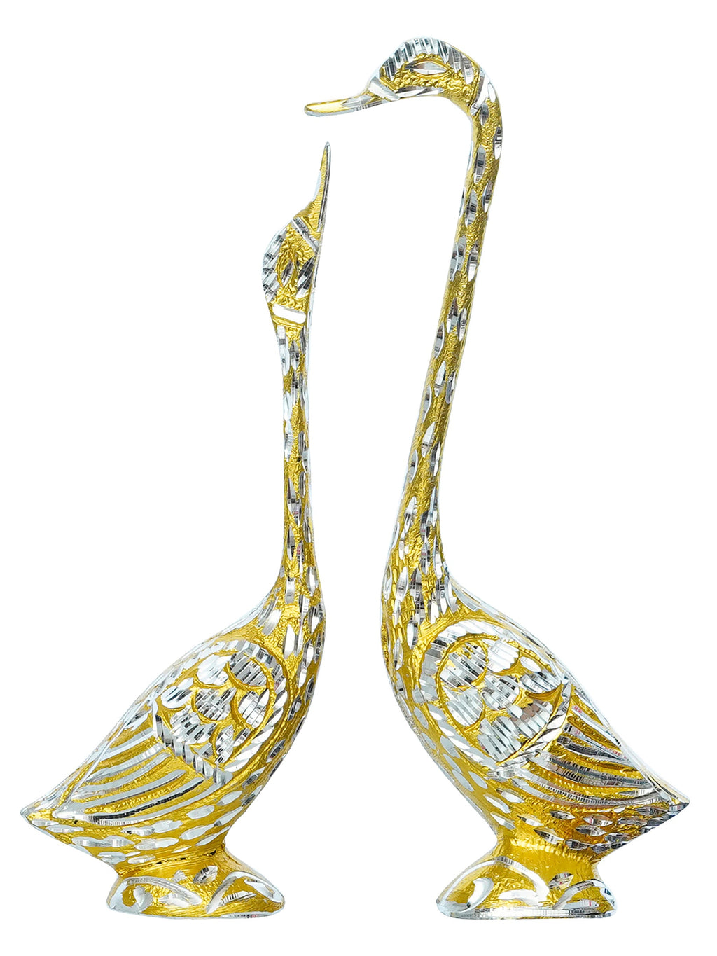 Golden Metal Kissing Swan Couple Handcrafted Decorative showpiece Bird Figurine Set Kafalo