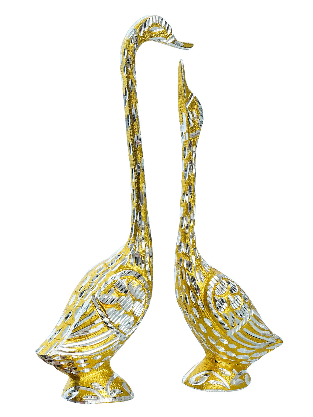 Golden Metal Kissing Swan Couple Handcrafted Decorative showpiece Bird Figurine Set Kafalo