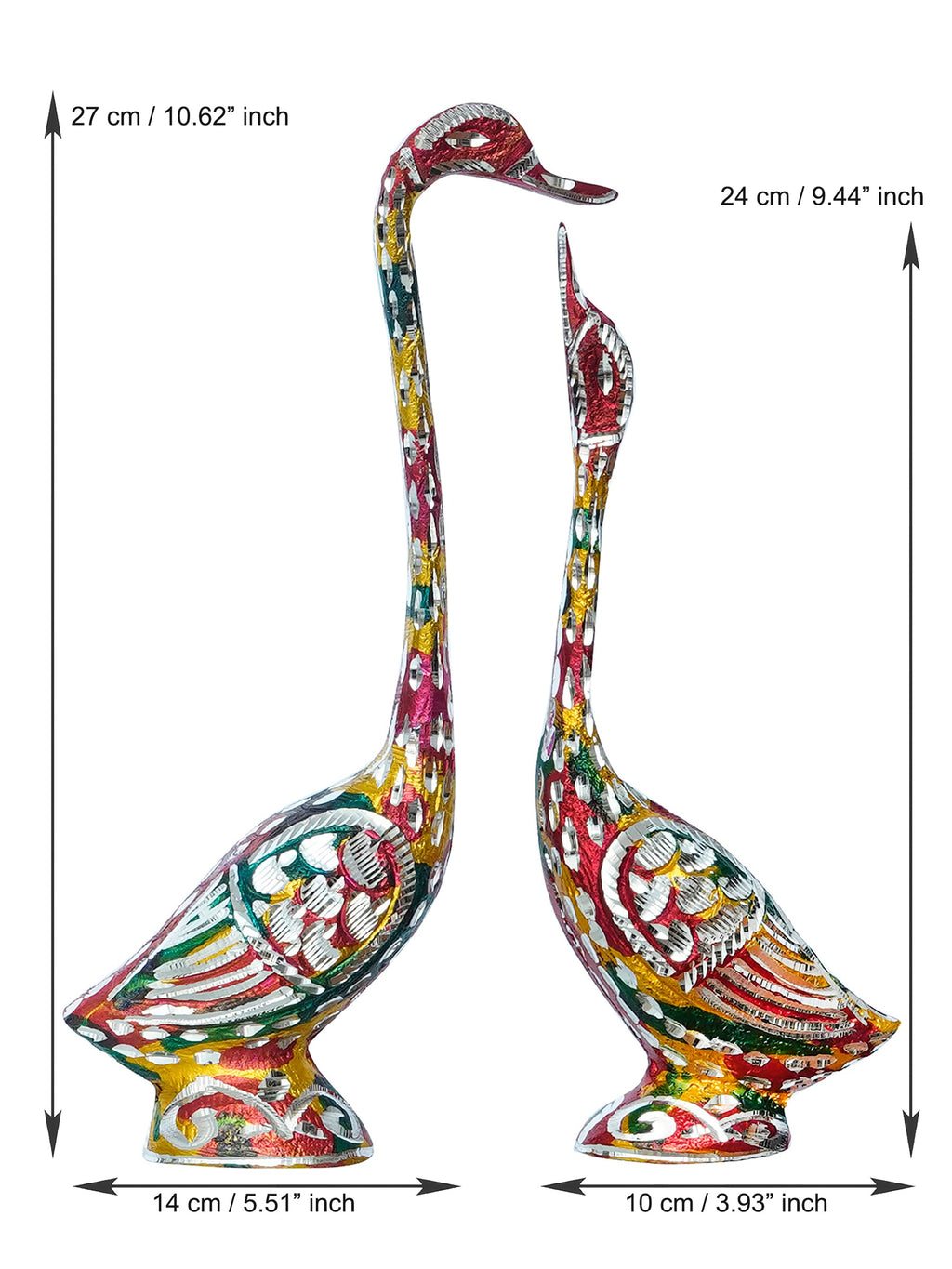 Set of Four Kissing Swan Couple Handcrafted Decorative showpiece(Colorful, Golden, Silver,Brown) Kafalo