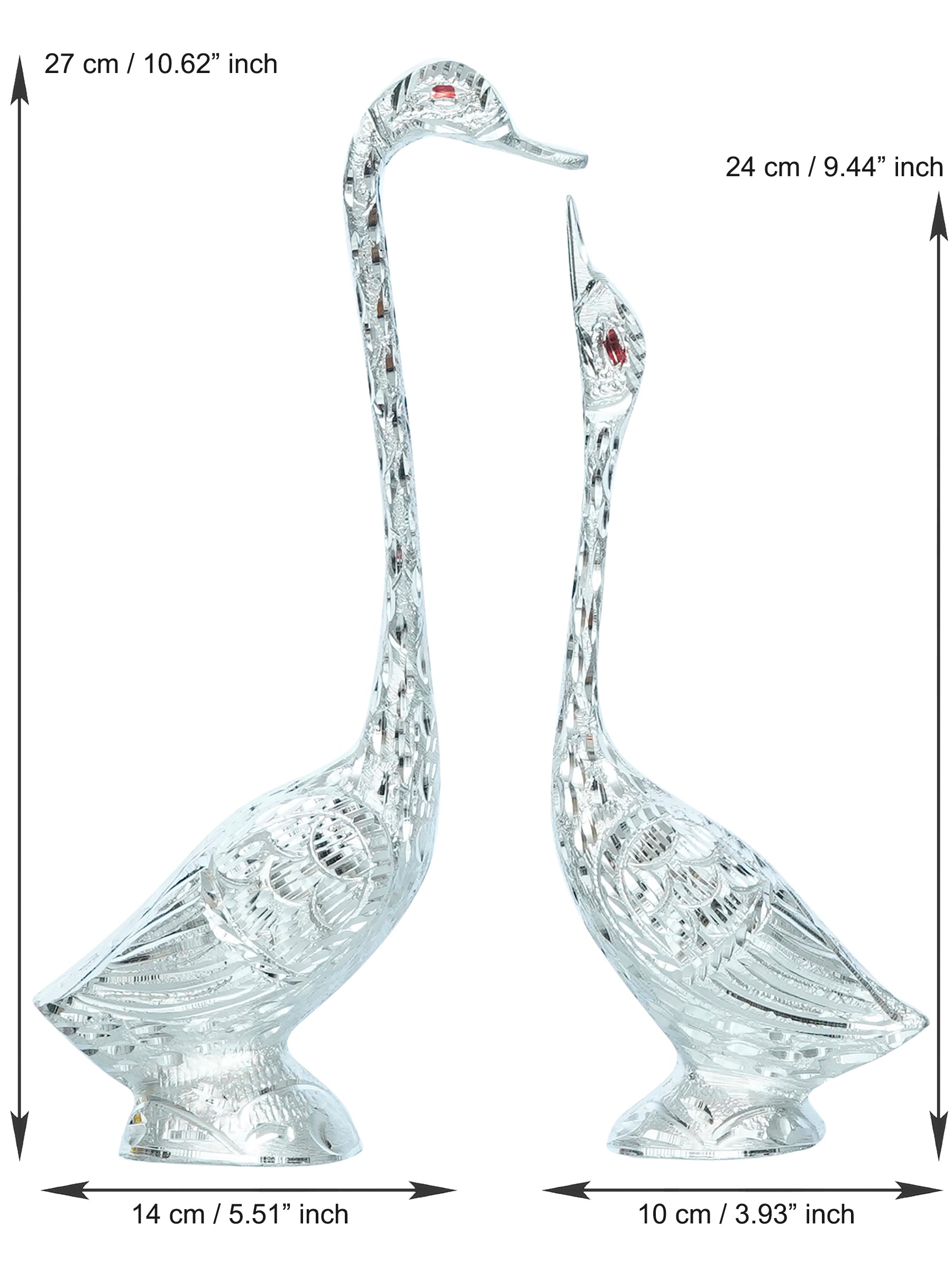 Set of Four Kissing Swan Couple Handcrafted Decorative showpiece(Colorful, Golden, Silver,Brown) Kafalo