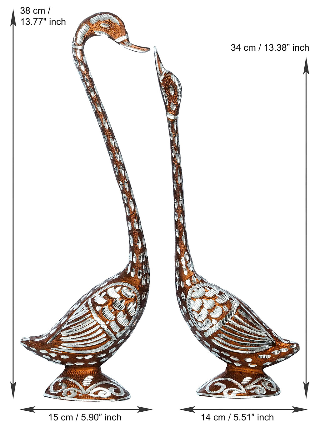 Set of Four Kissing Swan Couple Handcrafted Decorative showpieces(Colorful, Golden, Silver,Brown) Kafalo