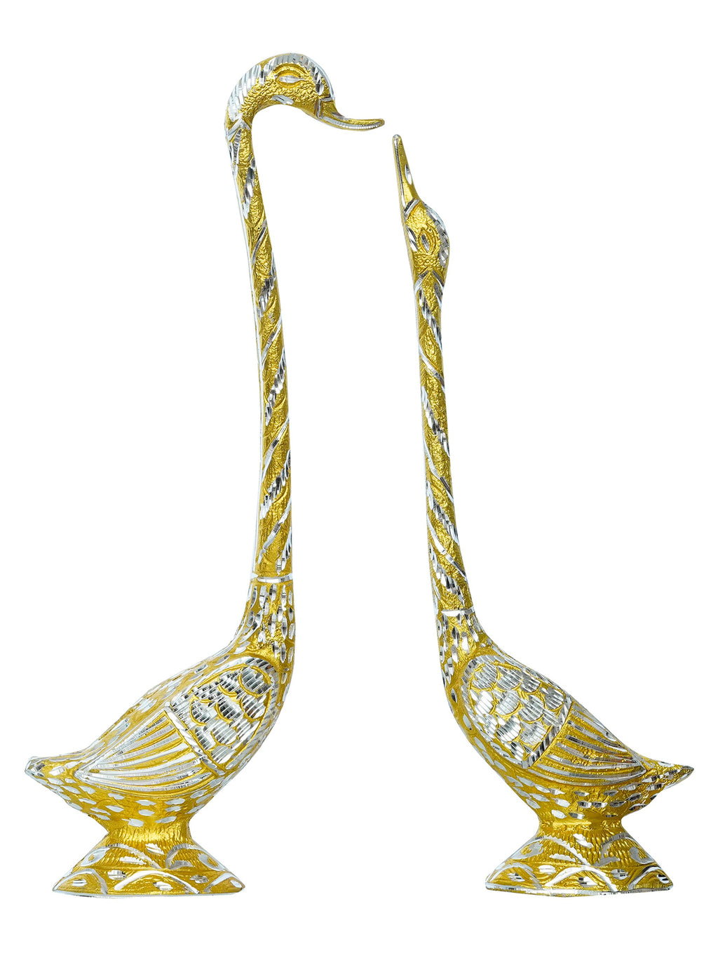 Golden Metal Kissing Swan Couple Handcrafted Decorative showpiece Love Bird Figurines Kafalo