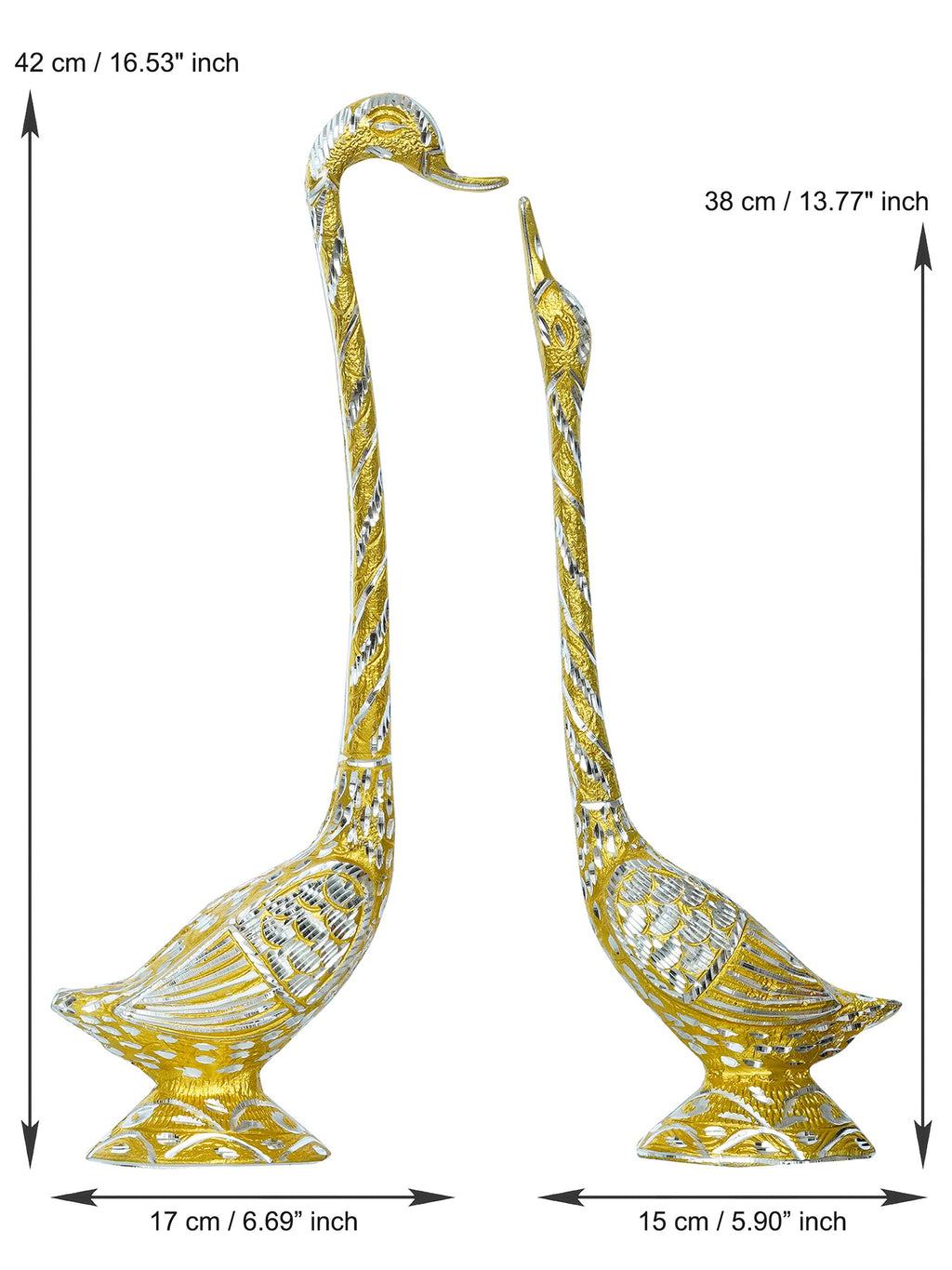Golden Metal Kissing Swan Couple Handcrafted Decorative showpiece Love Bird Figurines Kafalo
