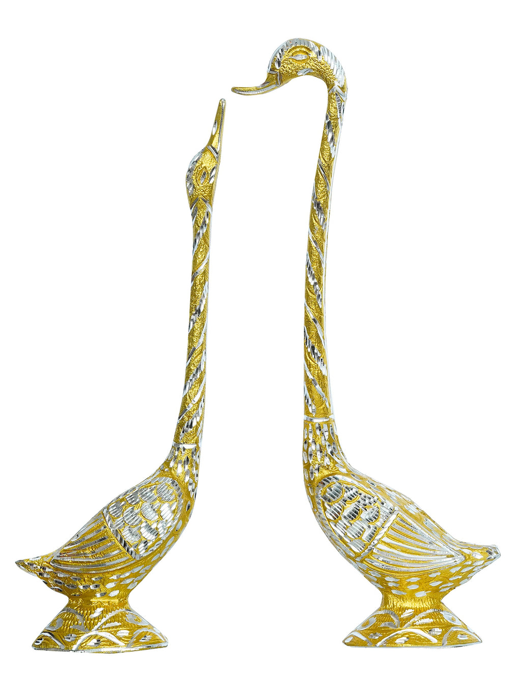 Golden Metal Kissing Swan Couple Handcrafted Decorative showpiece Love Bird Figurines Kafalo