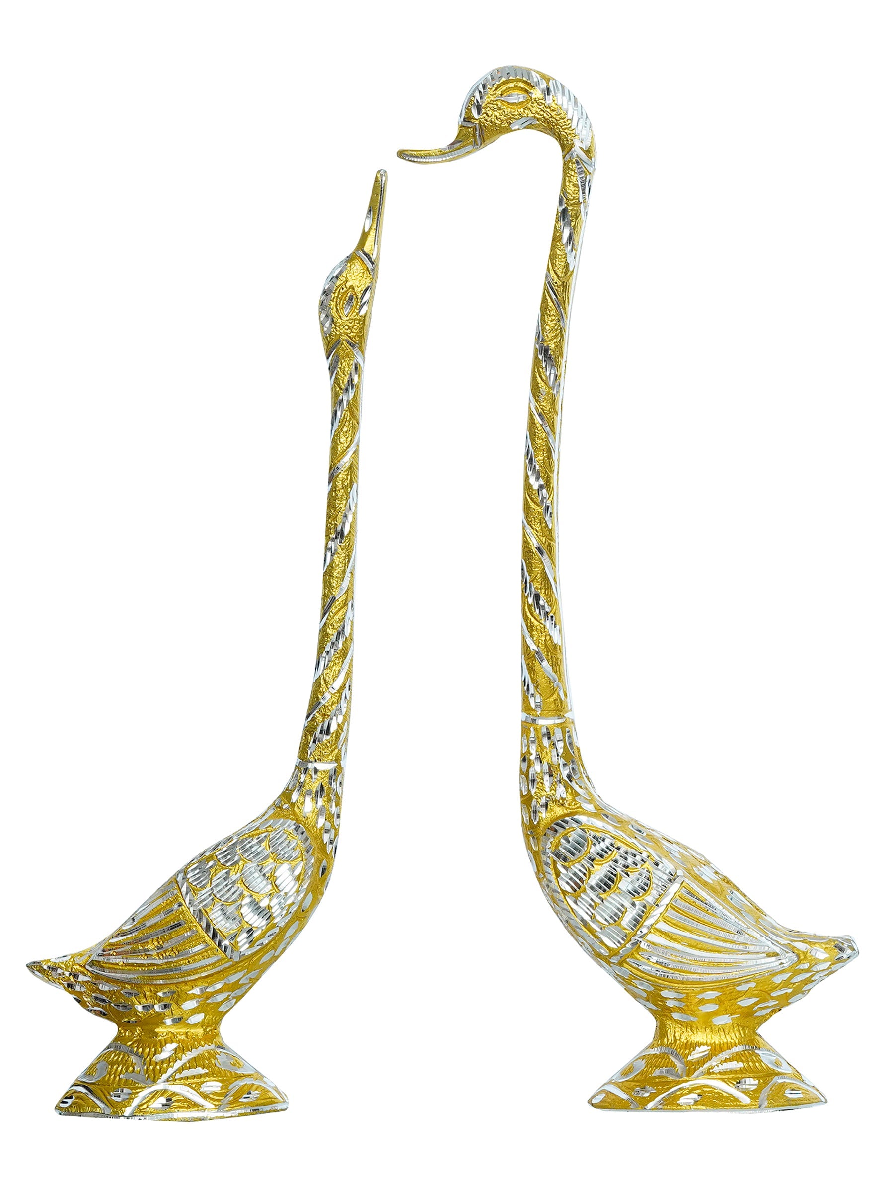 Golden Metal Kissing Swan Couple Handcrafted Decorative showpiece Love Bird Figurines Kafalo