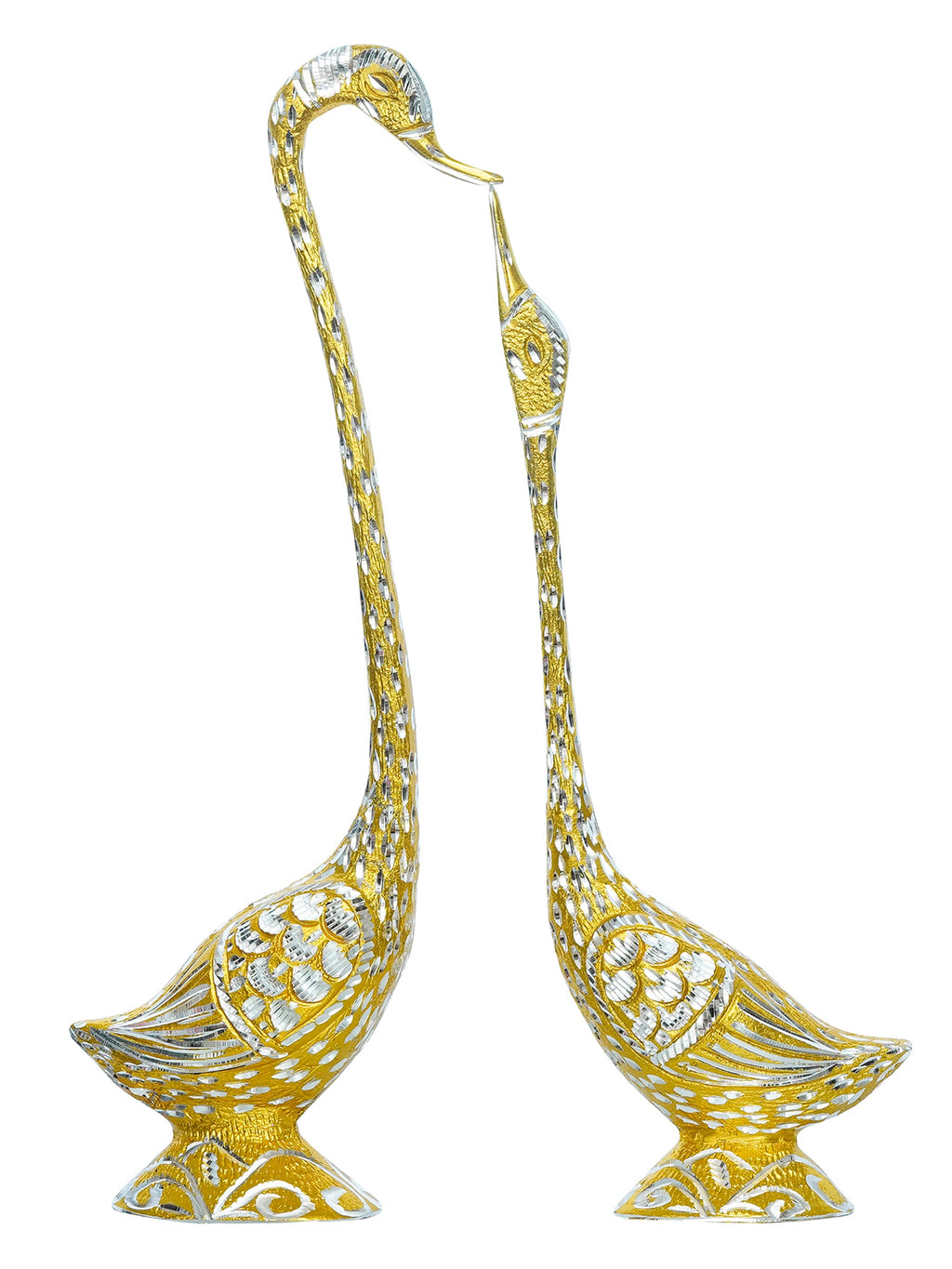 Golden Kissing Swan Couple Handcrafted Decorative showpiece Kafalo