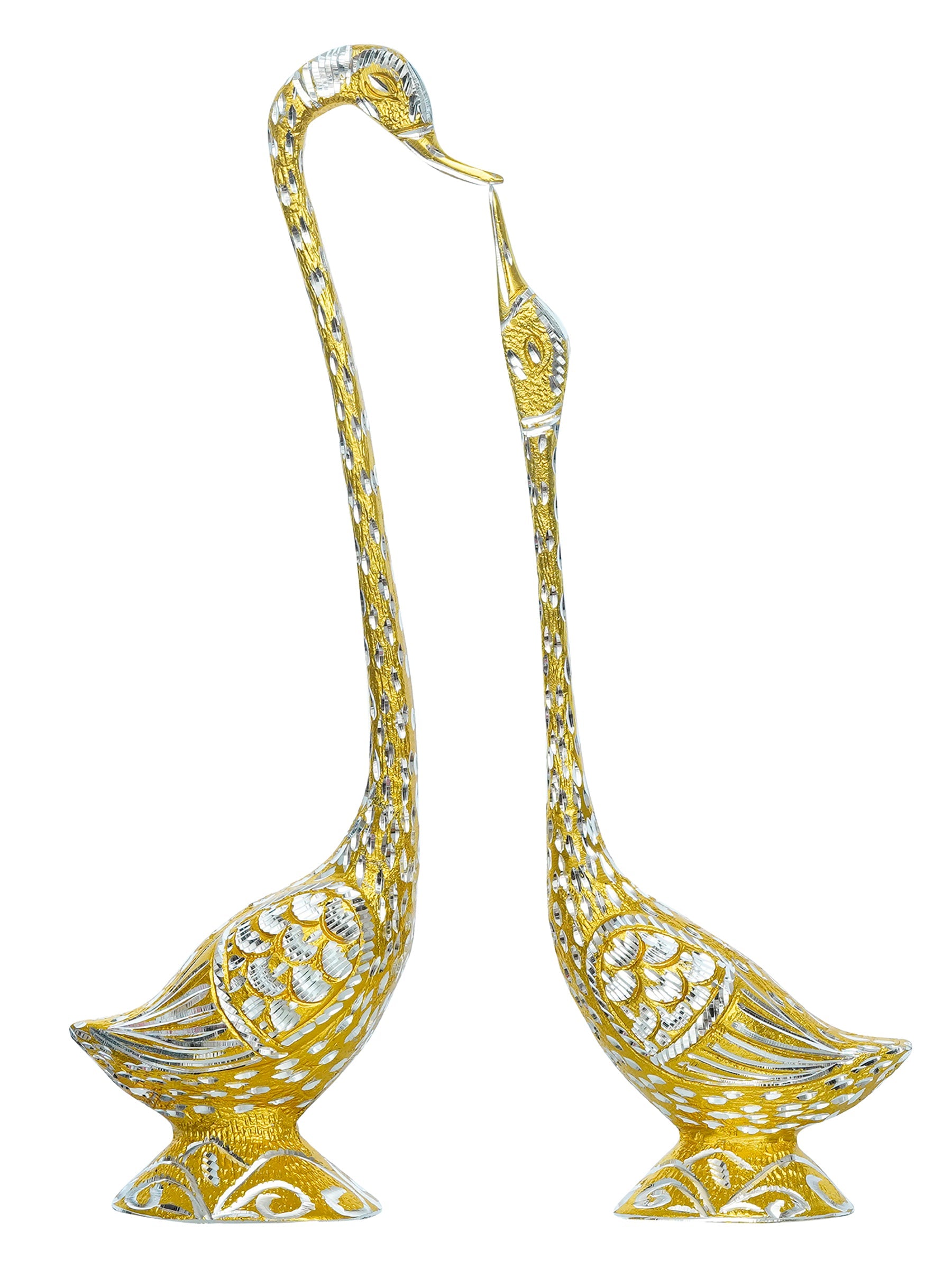 Golden Kissing Swan Couple Handcrafted Decorative showpiece Kafalo